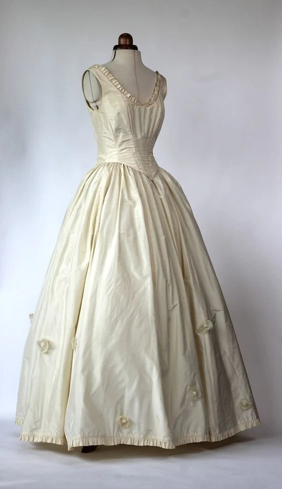 Vestidos de noiva vitorianos vintage sem mangas champanhe década de 1950 vestidos de baile de noiva - Imagem 3 de 4