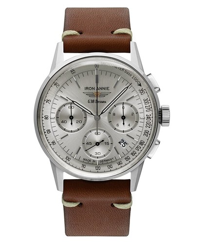 Iron Annie G38 Dessau Chronograph Quartz Watch 42mm Case Silv Dial 5376-1 - Picture 2 of 2