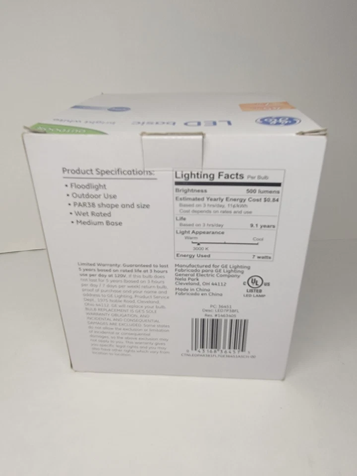 Ge basic Dimmable LED 500 Lumen par38 Floodlight outdoors 1 bulb  - Image 2 of 2