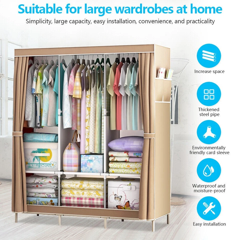 Heavy Duty Clothes Rack Wardrobe Hanger Garment Storage Stand Closet Organizer - Image 3 of 4