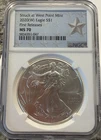 2020-W $1 American Silver Eagle NGC MS70 First Releases 071913