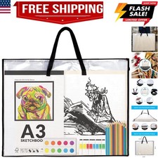 19x25 Art Portfolio Bag, 3 Packs Artist Supply Organizer with Handle, Zippere...
