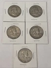 [Lot of 5] FRANKLIN HALF DOLLARS 90% Silver $2.50 Face Value
