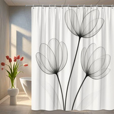 Stylish Black and White Floral Shower Curtain for Modern Bathrooms