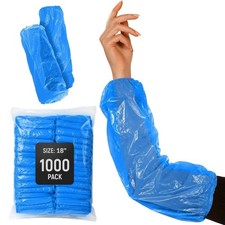 Blue Disposable Arm Sleeves Waterproof Polyethylene Elastic 1000 Count 18 in
