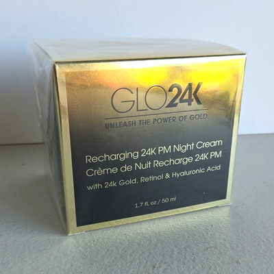 GLO24k Recharging PM Night Cream Sealed Box 1.7oz 24k Gold, Retinol & Hyaluronic