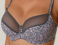 Women's 40F Comfort DarkGray Print UnderwireBra Full Cup Supportive Fit Mesh Bra