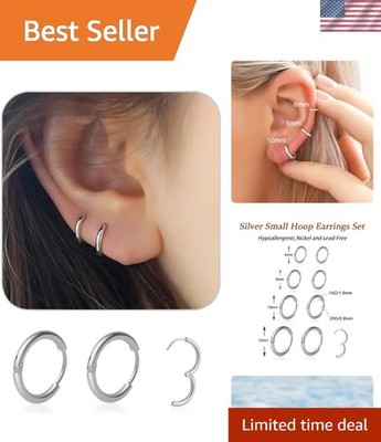 Elegant 6mm Hypoallergenic Small Hoop Earrings - Perfect for Cartilage and Lobe