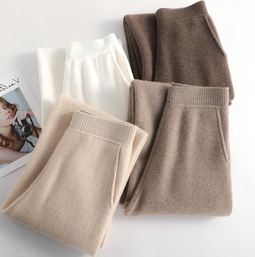 Winter Thicken Woolen Pants High Waist Wide Leg Trousers Autumn Female