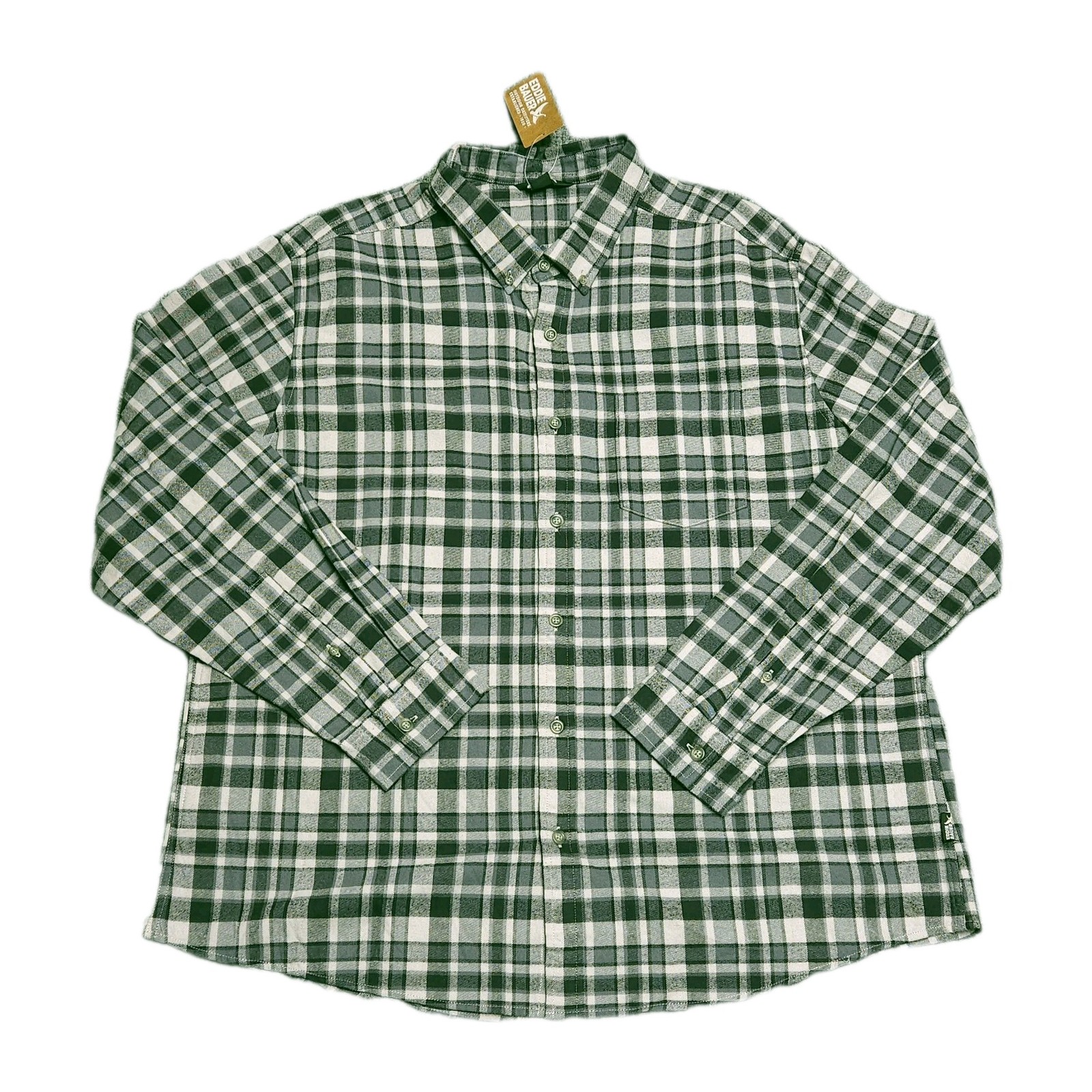 Eddie Bauer Heavyweight Field Flannel Shirt for Men in Black Gray Plaid Size 2XL New