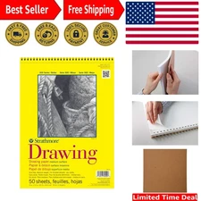 300 Series Drawing Paper Pad, Top Wire Bound, 9x12 inches, 50 Sheets 70lb/114...