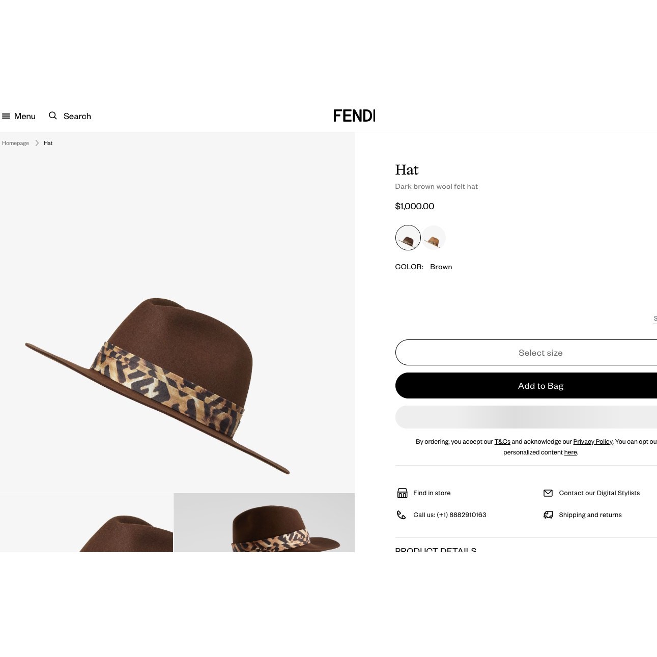 $1K BRAND NEW FENDI WOOL BROWN FEDORA HAT AUTHENTIC! image 3