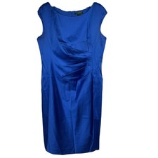 Lauren Ralph Lauren Women's Dress Blue Size 14 Sheath Ruched Sleeveless