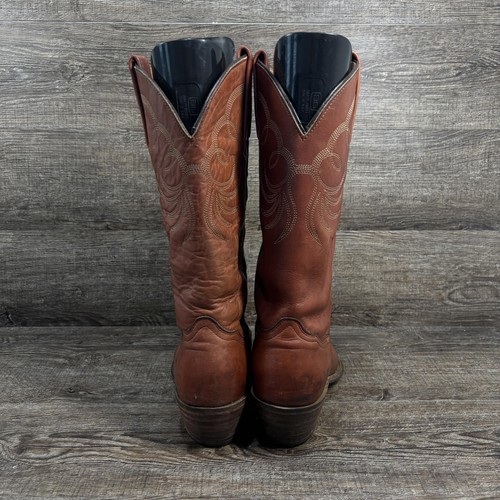 Stivali Frye uomo 11,5D pelle marrone western cowboy tacco ricamato pull on - Foto 5 di 8