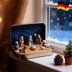 Taschenkrippe in Blechdose Handgefertigte Harz Heilige Familie&Jesus Figuren