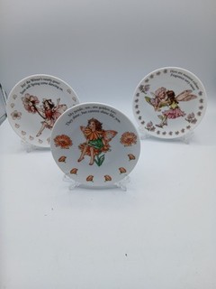 Flower Fairies Cicely Mary Barker Plates X3 12cm Wide Vgc