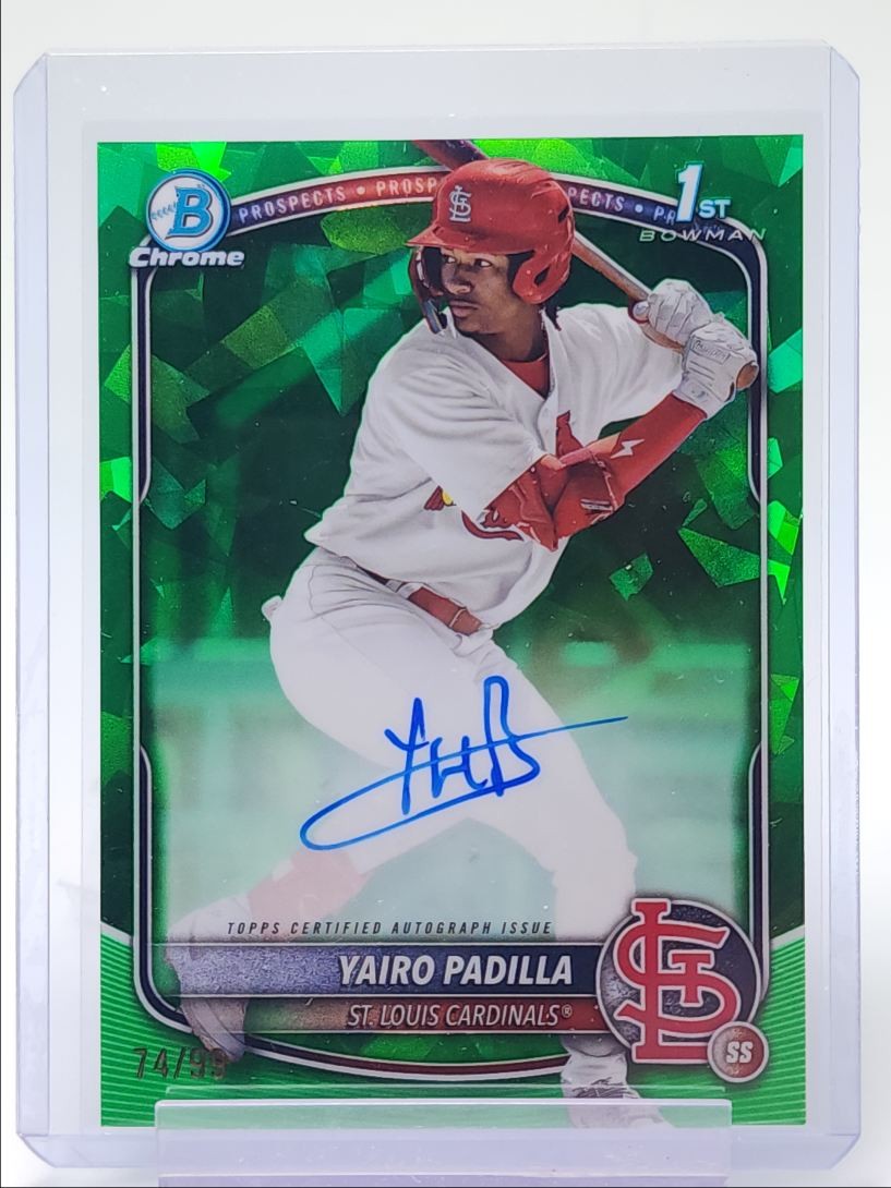YAIRO PADILLA 2025 BOWMAN CHROME 1ST SAPPHIRE GREEN AUTO /99 Q0902