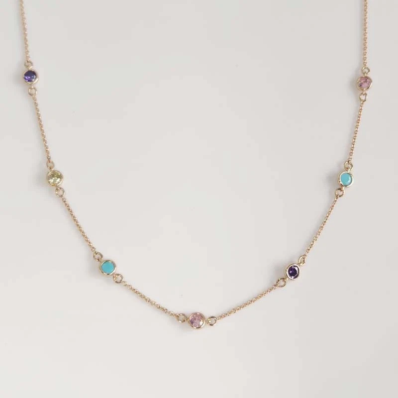 Collar de estación de circonita cúbica minimalista de 17" elegante para mujer fiesta vacaciones joyería regalo Foto 2 de 4