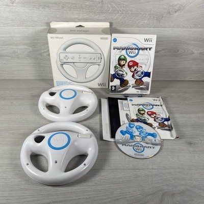 Mario Kart Nintendo Wii Spiel mit offiziellem Wii Lenkrad x 2 getestet funktioniert