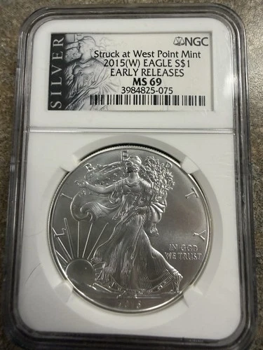 2015(W) $1 Silver Eagle - Struck at West Point Mint - Early Releases - NGC MS69