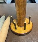 Antique Wooden Sewing Loom Spindle Bobbins w/ Thread & 8 Wooden Spools Holder — photo 3