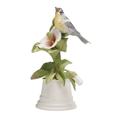 Boehm Yellow Throated Warbler #431D | Porcelain Bird Floral Figurine USA 9.5 