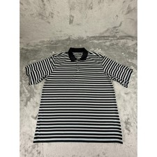 Pebble Beach Performance Mens XL Black Striped Short Sleeve Golf Polo Shirt