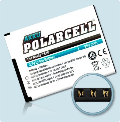 PolarCell Akku für Nokia 7100 und 7610 Supernova BL-4S 950mAh Batterie Accu Acku