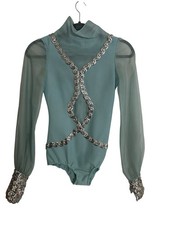 Vintage Majorette Baton Twirler Outfit Sequins Soft Blue Early 1970  s