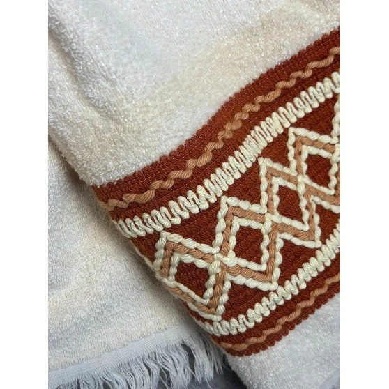 Juego de toallas de mano vintage Cannon Monticello beige marrón borde bordado Foto 2 de 4