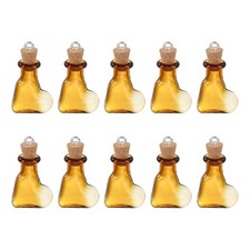 10Pcs Tilted Heart Mini Glass Bottles Jars with Cork Stopper Eye Screw Champagne