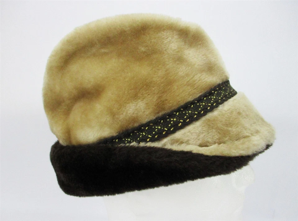 Sombrero de piel vintage United Hatters Cloche marrón con pluma invierno mediano años 20 30 Foto 3 de 4