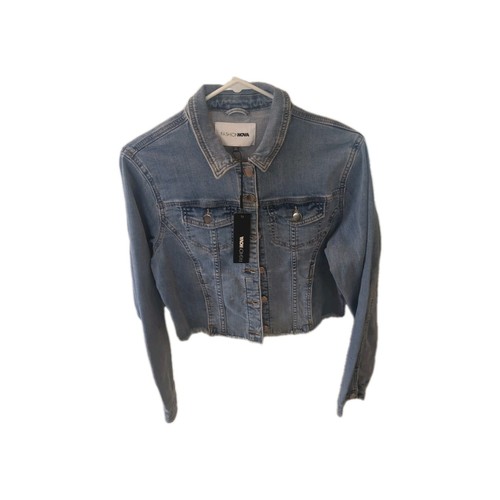 FASHION NOVA Jean Jacket Women's Large Verona Stretch Blue Denim NWT