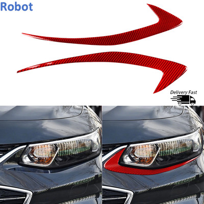 Front Headlight Eyebrow Cover Trim For Chevrolet Malibu 16-24 Red Carbon Fiber
