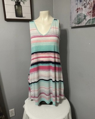 Heimish USA Tunic Dress Size Large Soft Bright Floral Pullover Event Party