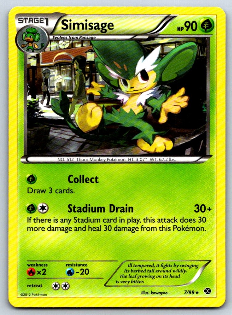 Simisage - Next Destinies 7/99 Vintage Pokemon Card LP