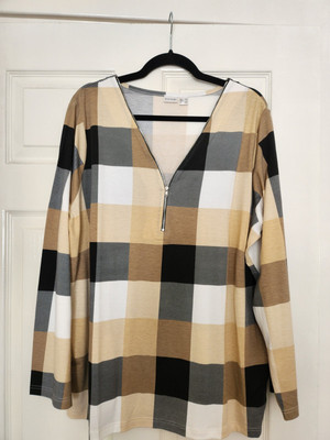 Ladies Check Bodyflirt Long Sleeved Top Size XL 48-50