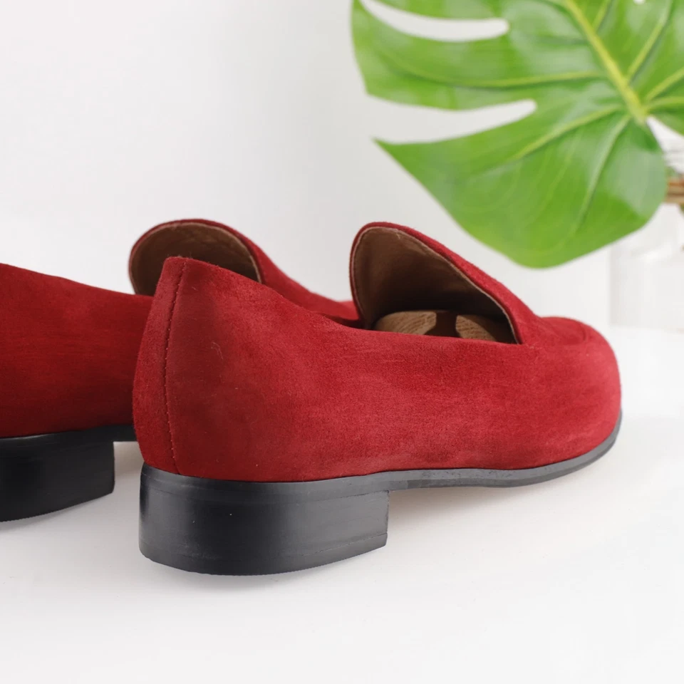 Mocasín para mujer J Jill Gabrielle talla 11 rojo gamuza plano sin cordones Foto 3 de 4
