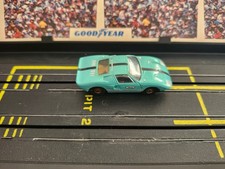 Vintage Aurora T Jet HO Ford GT40 Slot Car Aqua Goodyear Decals Used
