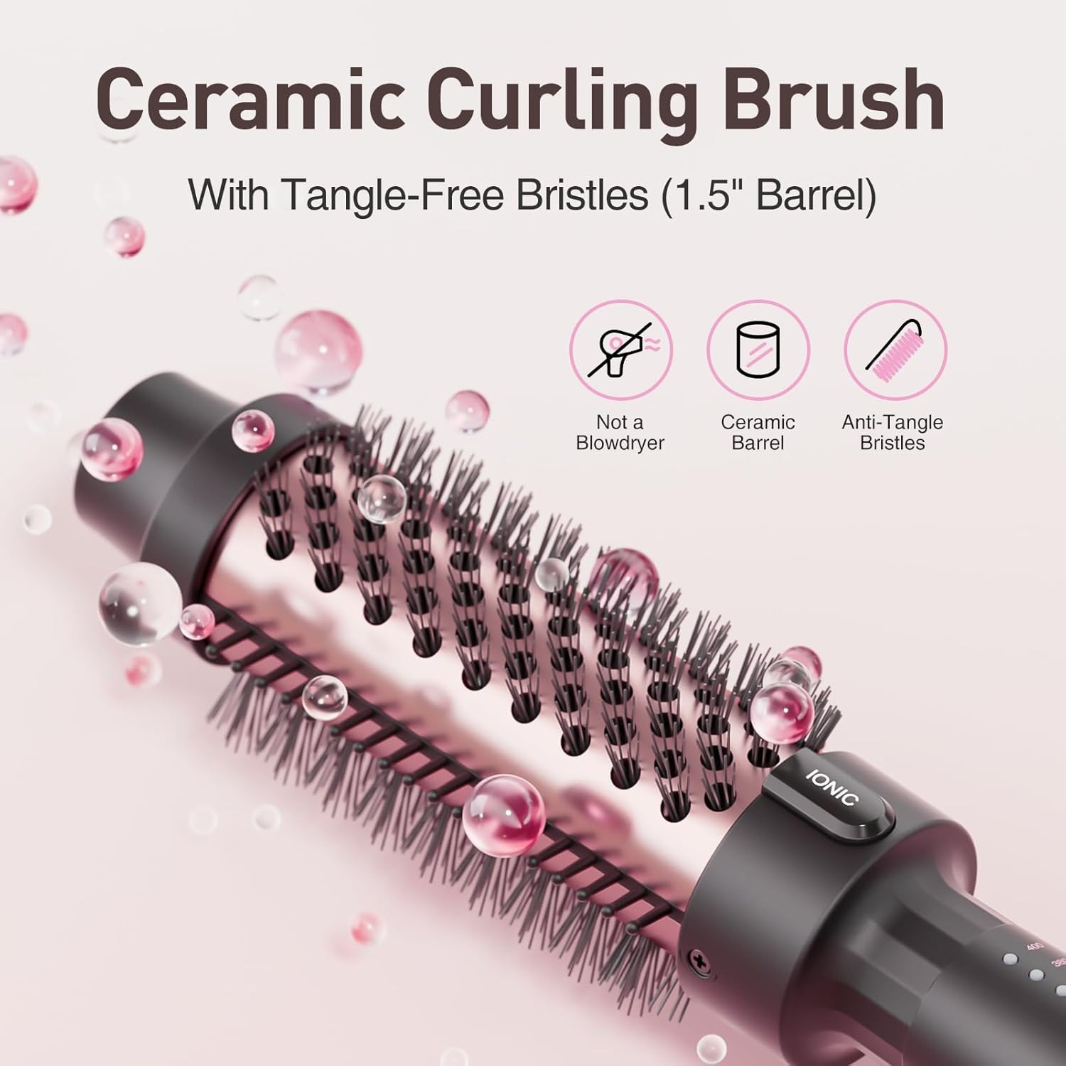 Thermal Brush Hair Curling Brush, 30s Fast Heated Round Brushes Rose Gold 
