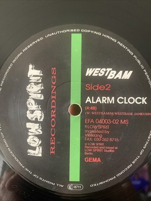 Westbam Alarm Clock And Saxophone 12  Vinyl 90 s