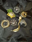 Lot of Costume Jewelry 8 brooches Various Years Vintage and On    #134