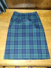Vtg 70s Pendleton Women's Green Plaid Wool Skirt Size 12 Check Measurements 