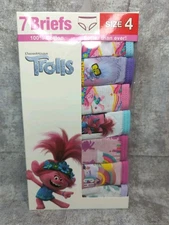 DreamWorks Trolls Girl's Panties 7 Pack Briefs 100% Cotton Size 4 Underwear New