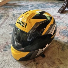 Shoei Yellow Black Silver White Helmet Motorc...