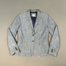 J. Crew Schoolboy Blazer Womens Size 0 Washed Blue Chambray Cotton