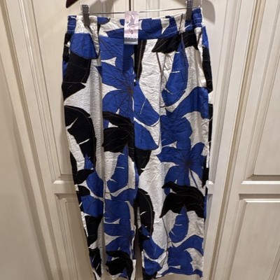 Sofia Jeans by Sofia Vergara Women's Blue Black White Floral Wide Leg Pants