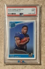 2018 Panini Donruss SAQUON BARKLEY #306 Rookie RC Football Card PSA 9 MINT. rookie card picture