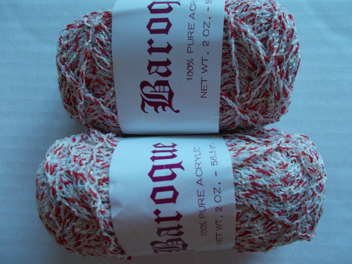 Baroque yarn by Super Yarn Mart, Raven (silvery white/red twist
