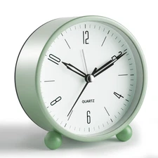 Analog Alarm Clock, 4 inch Super Silent Non Ticking Small Clock with Night Li...